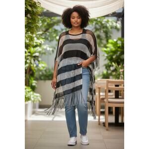 Fishnet Metalic‎ Poncho Swimsuit Coverup 2X